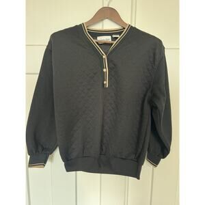 Vintage Emporio Gitano Women's Pullover Sweater Size Medium Black Gold Pearl